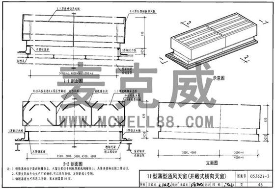 11型薄型屋頂天窗圖例