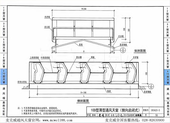 10D型薄型通風(fēng)天窗